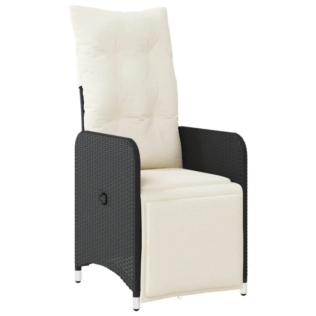 Black Reclining Garden Chair with Cushions