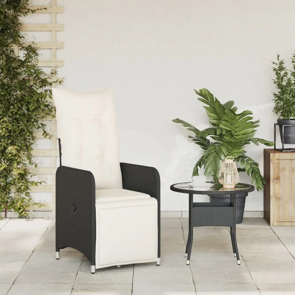 Black Reclining Garden Chair with Cushions