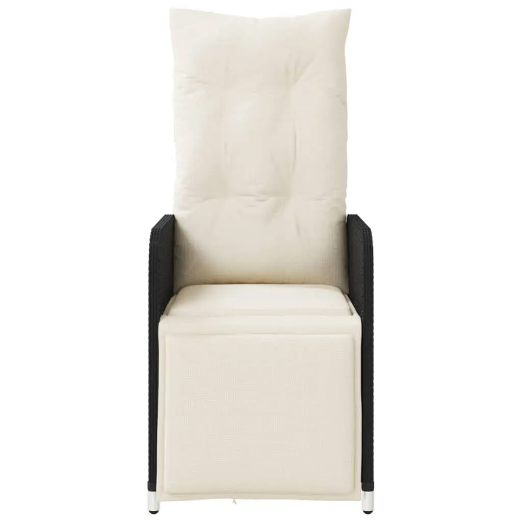 Black Reclining Garden Chair with Cushions