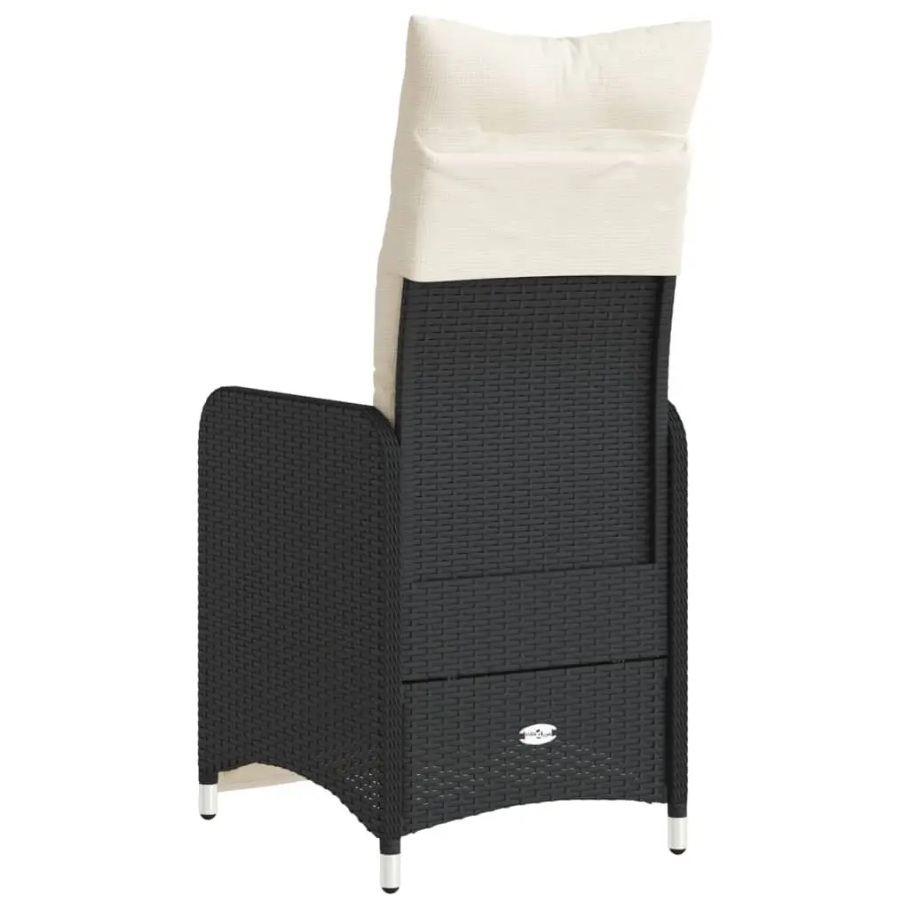 Black Reclining Garden Chair with Cushions