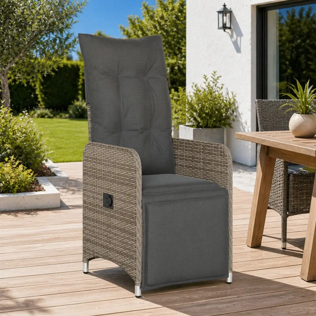 Adjustable Reclining Garden Chair Grey for Outdoor Comfort