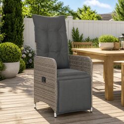 Premium Grey Poly Rattan Reclining Garden Chairs, Set of 2