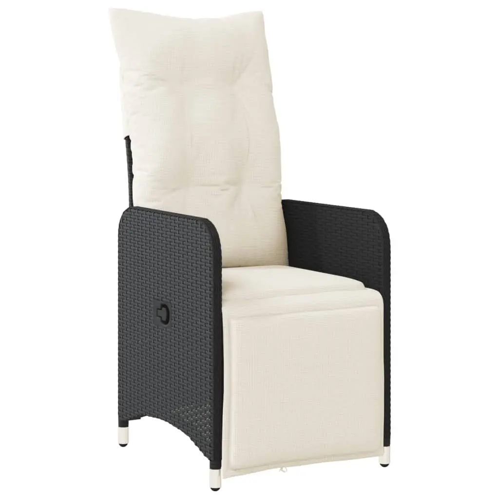 Reclining Garden Chairs Set PE Rattan Black 2 Piece Outdoor Furniture