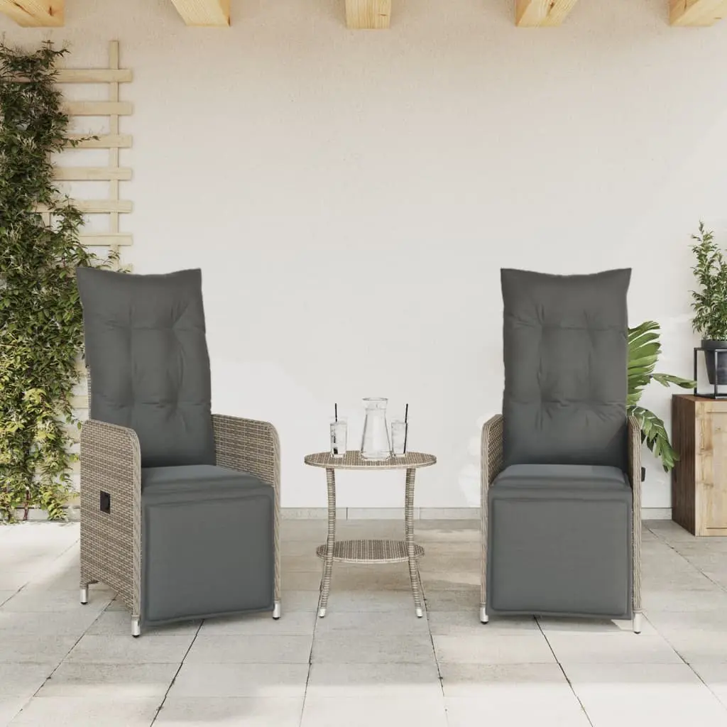 Grey Reclining Garden Chairs with Table Set