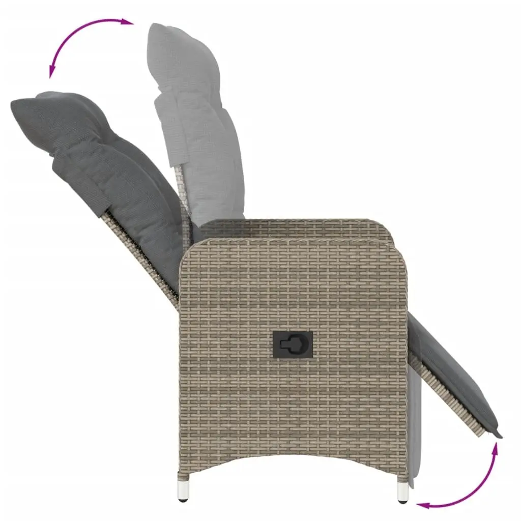 Grey Reclining Garden Chairs with Table Set