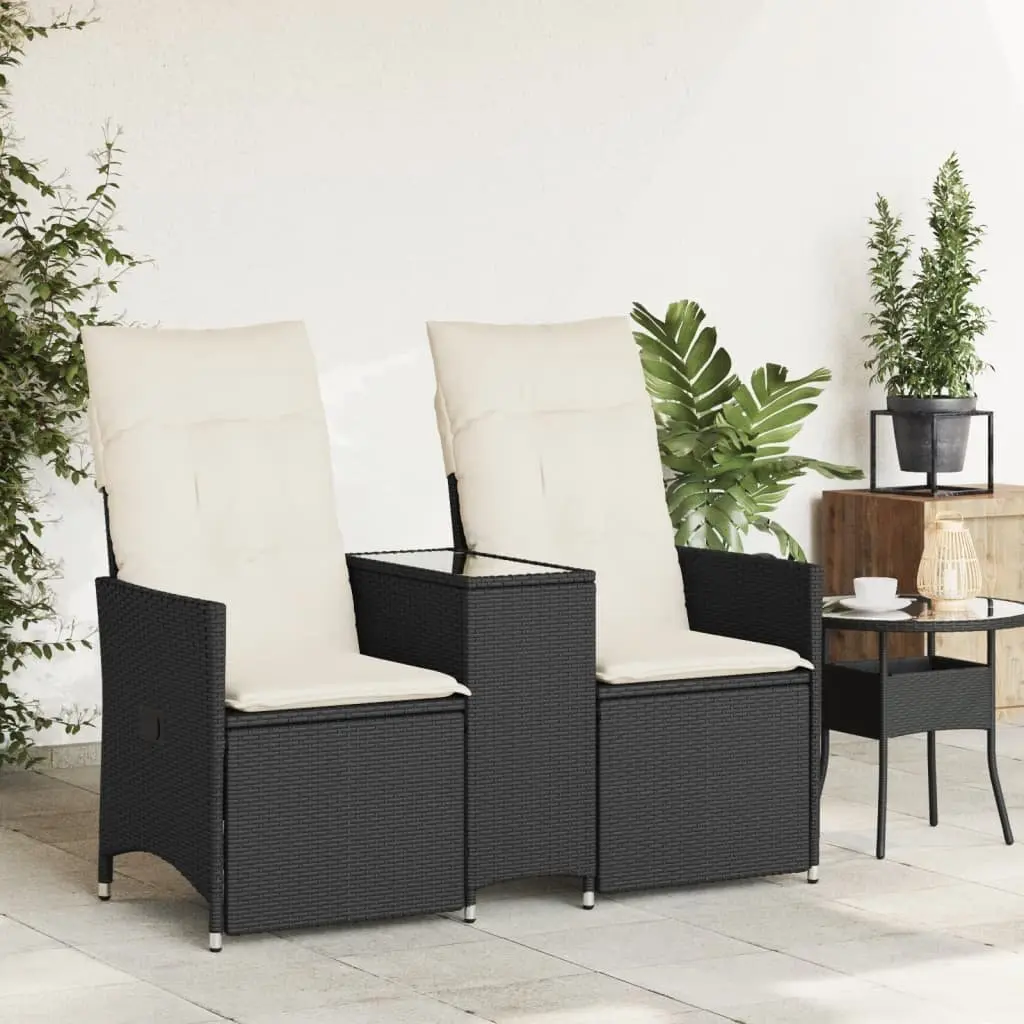 2-Seater Outdoor Reclining Garden Sofa with Table