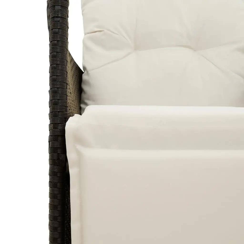 Black Reclining Garden Sofa 2-Seater with Table