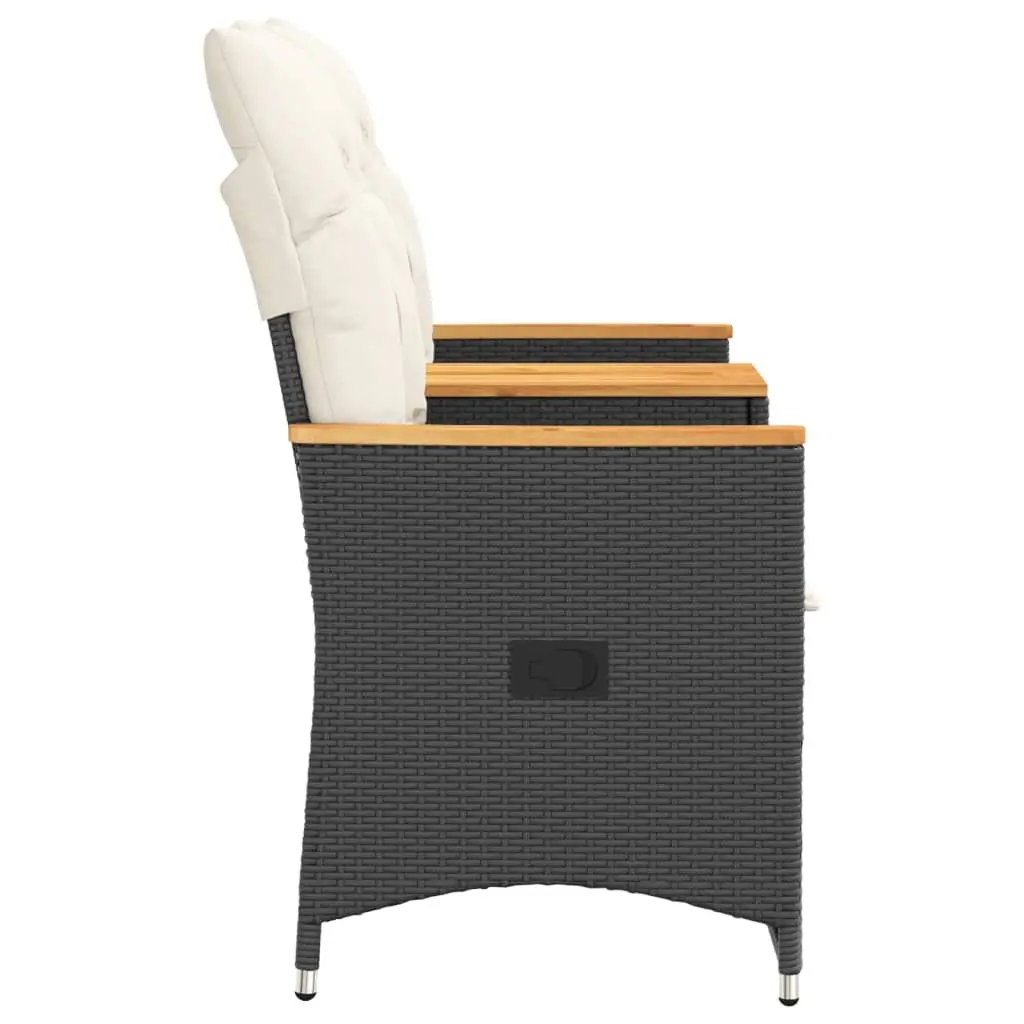 Reclining Garden Sofa Poly Rattan 2-Seater Black with Central Table