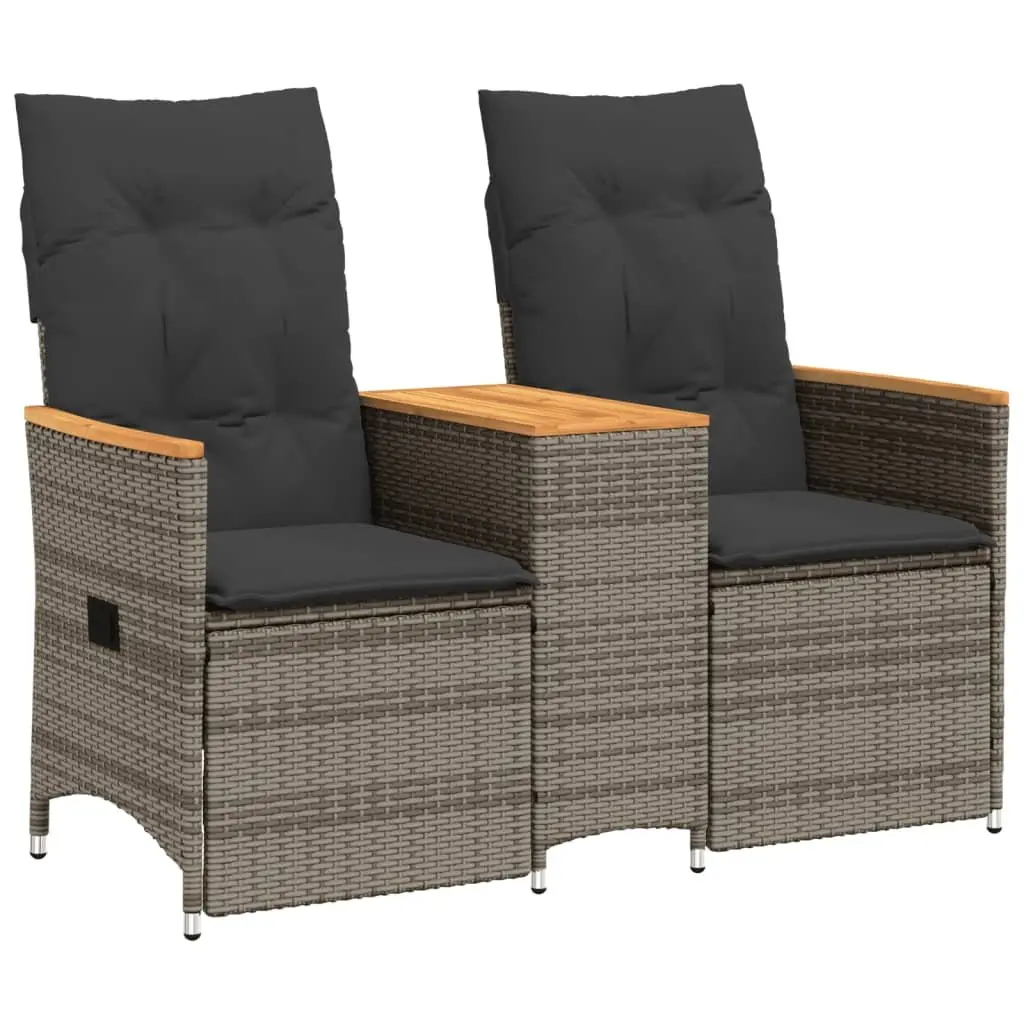 Grey Poly Rattan 2-Seater Reclining Sofa