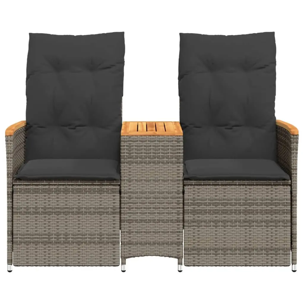 Grey Poly Rattan 2-Seater Reclining Sofa