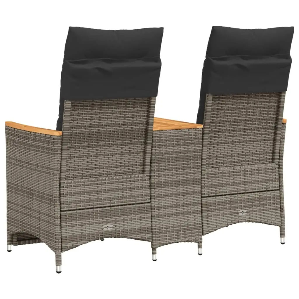 Grey Poly Rattan 2-Seater Reclining Sofa