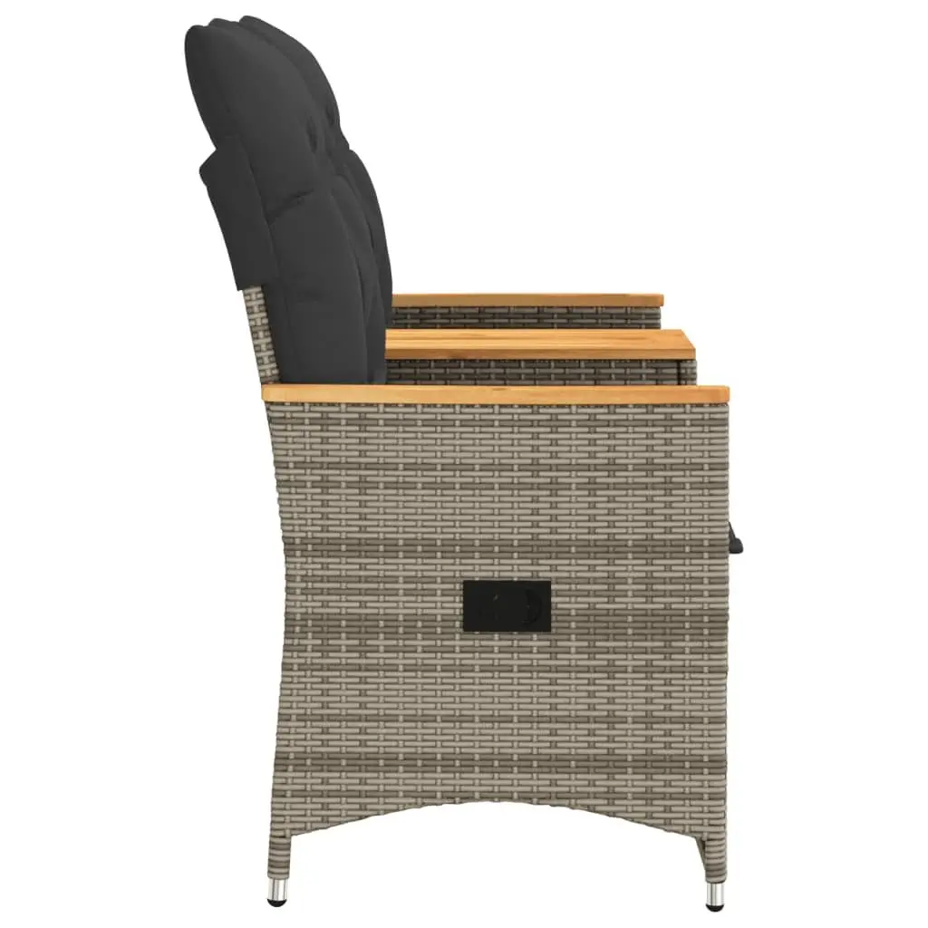 Grey Poly Rattan 2-Seater Reclining Sofa