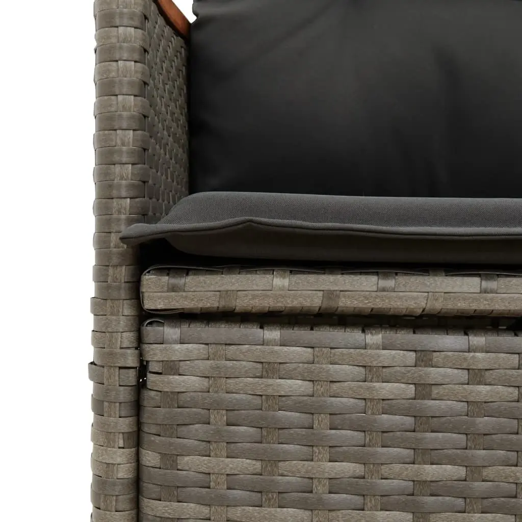 Grey Poly Rattan 2-Seater Reclining Sofa