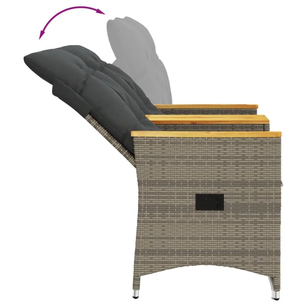 Grey Poly Rattan 2-Seater Reclining Sofa