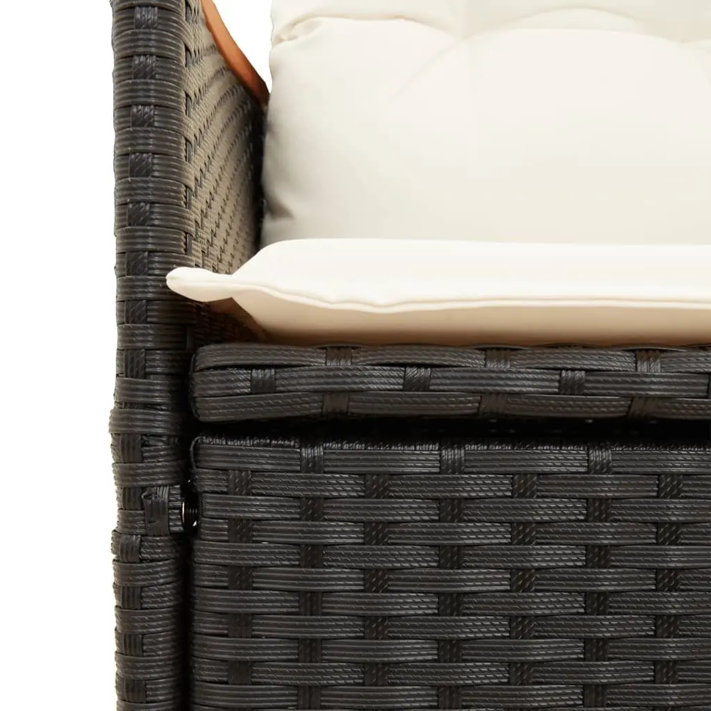 Black Poly Rattan 2-Seater Outdoor Reclining Sofa