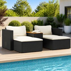 Outdoor Garden Sofa Set 5 Piece Patio Seating with Cushions Black Modular
