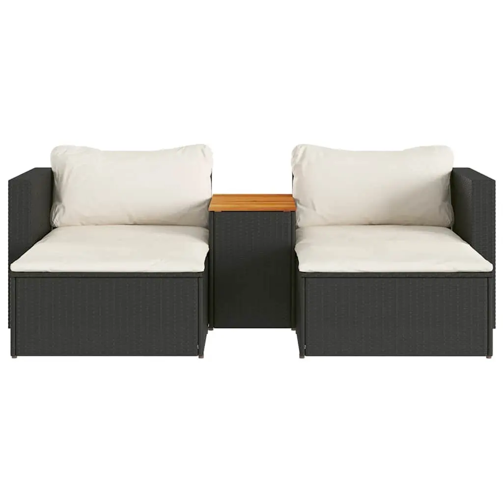5 Piece Outdoor Garden Sofa Set PE Rattan Modular Black with Cushions