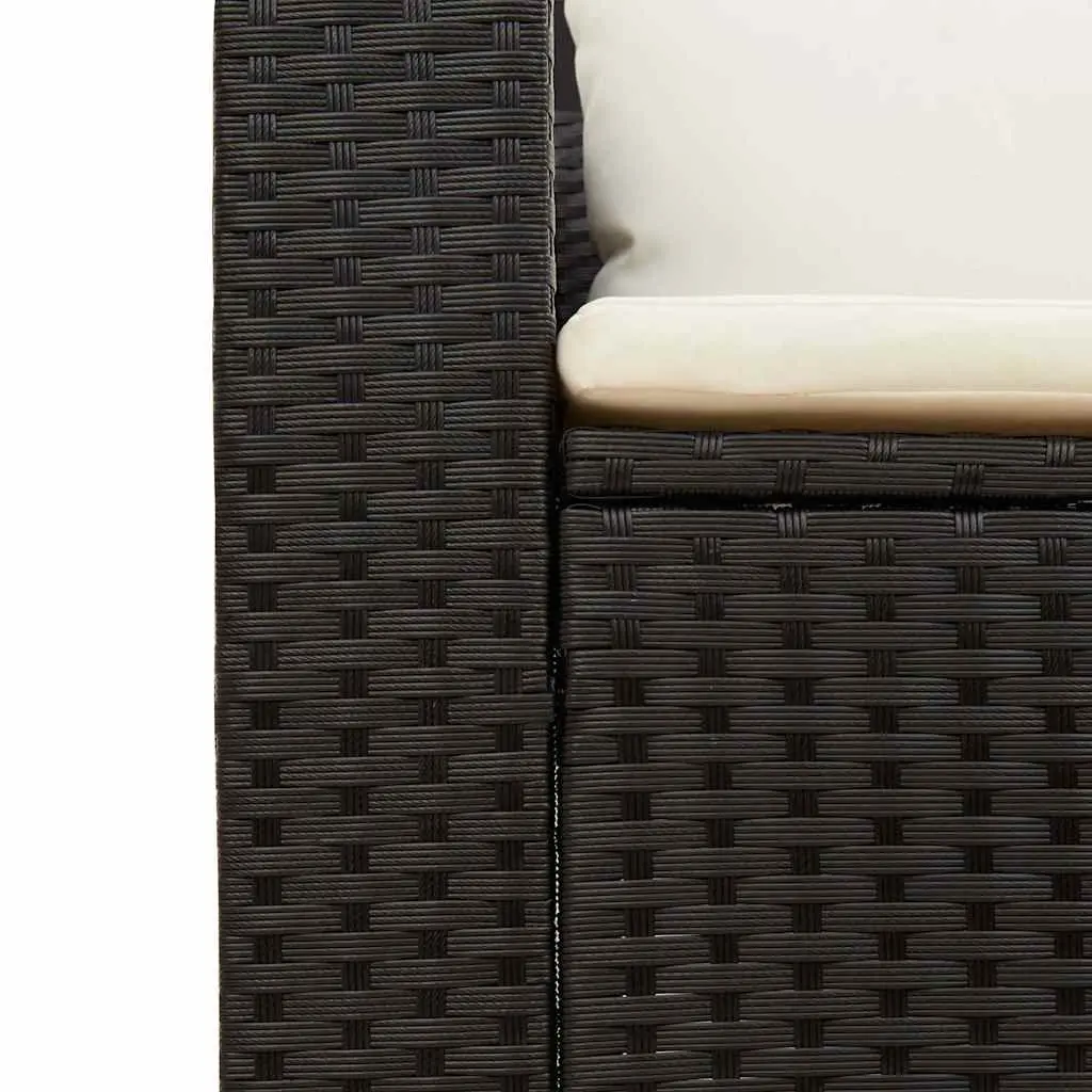 5 Piece Outdoor Garden Sofa Set PE Rattan Modular Black with Cushions