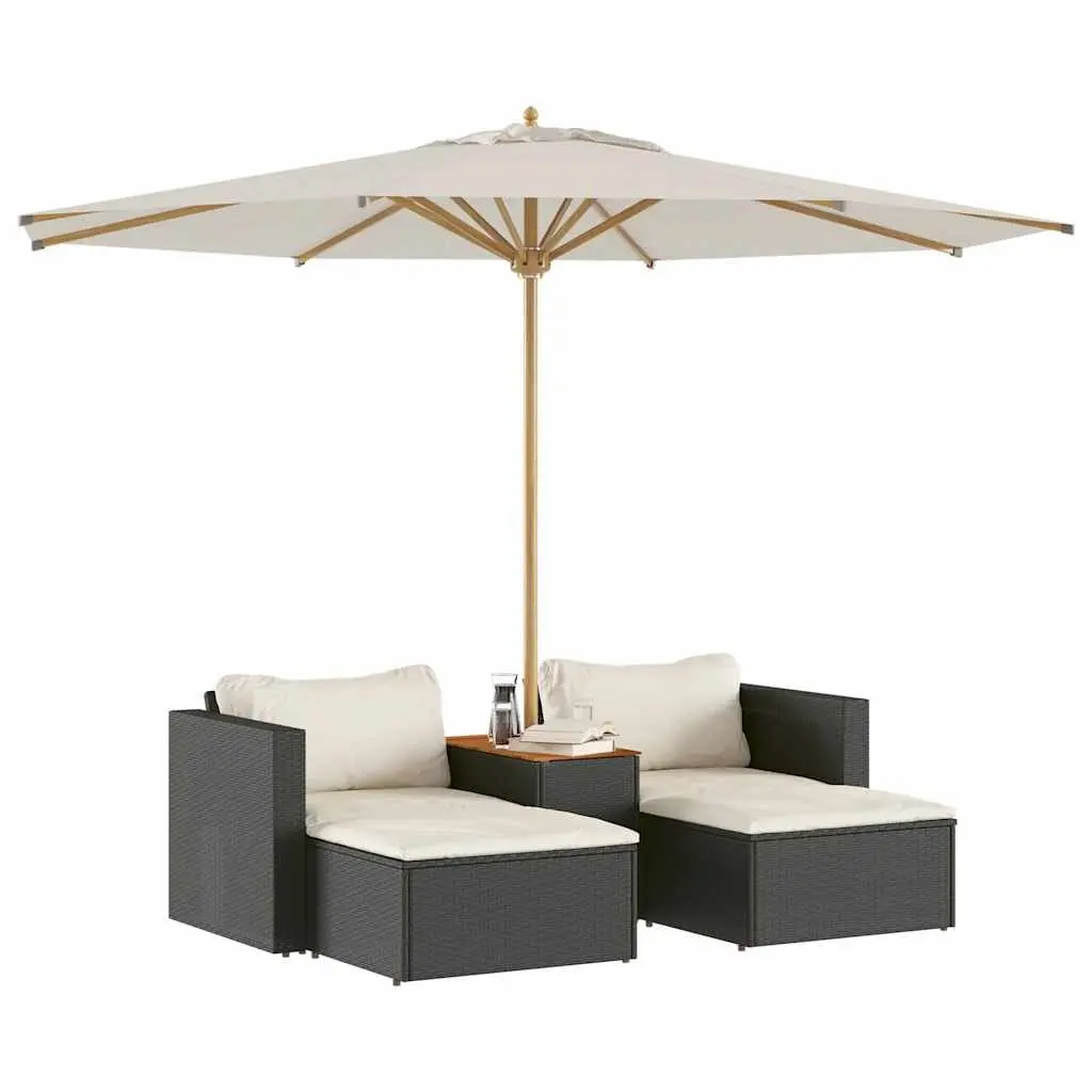 5 Piece Outdoor Garden Sofa Set PE Rattan Modular Black with Cushions