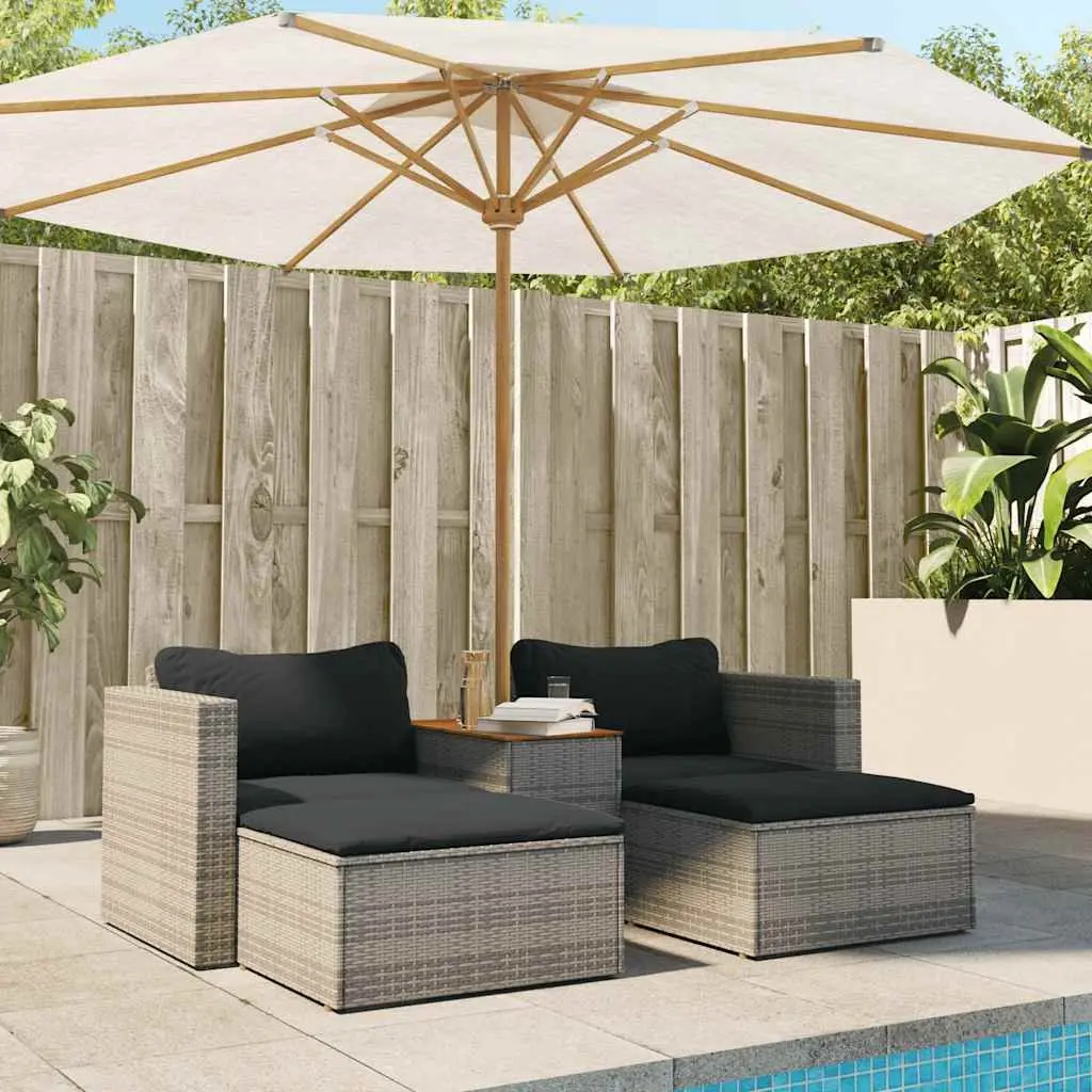 5 Piece Garden Sofa Set in Grey with Wood Table