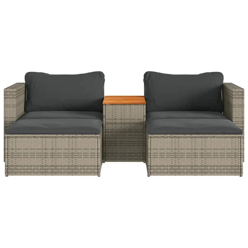 5 Piece Garden Sofa Set in Grey with Wood Table