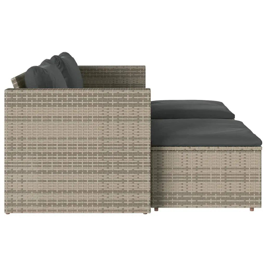 5 Piece Garden Sofa Set in Grey with Wood Table