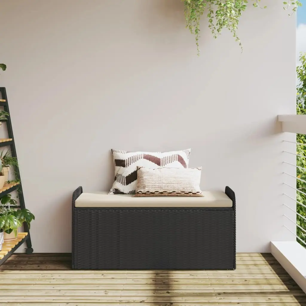 Outdoor Storage Bench with Cushion in Black