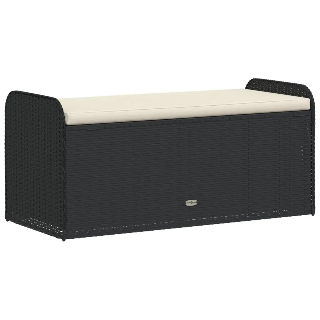 Outdoor Storage Bench with Cushion in Black