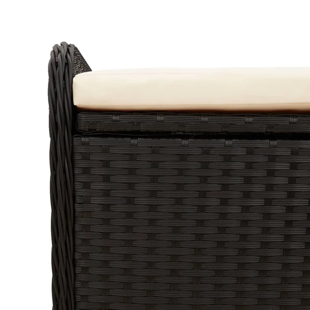 Outdoor Storage Bench with Cushion in Black