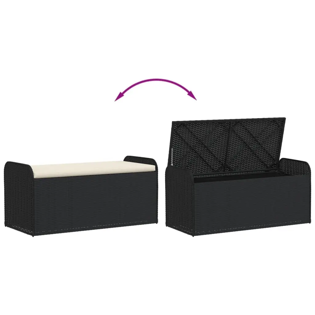Outdoor Storage Bench with Cushion in Black