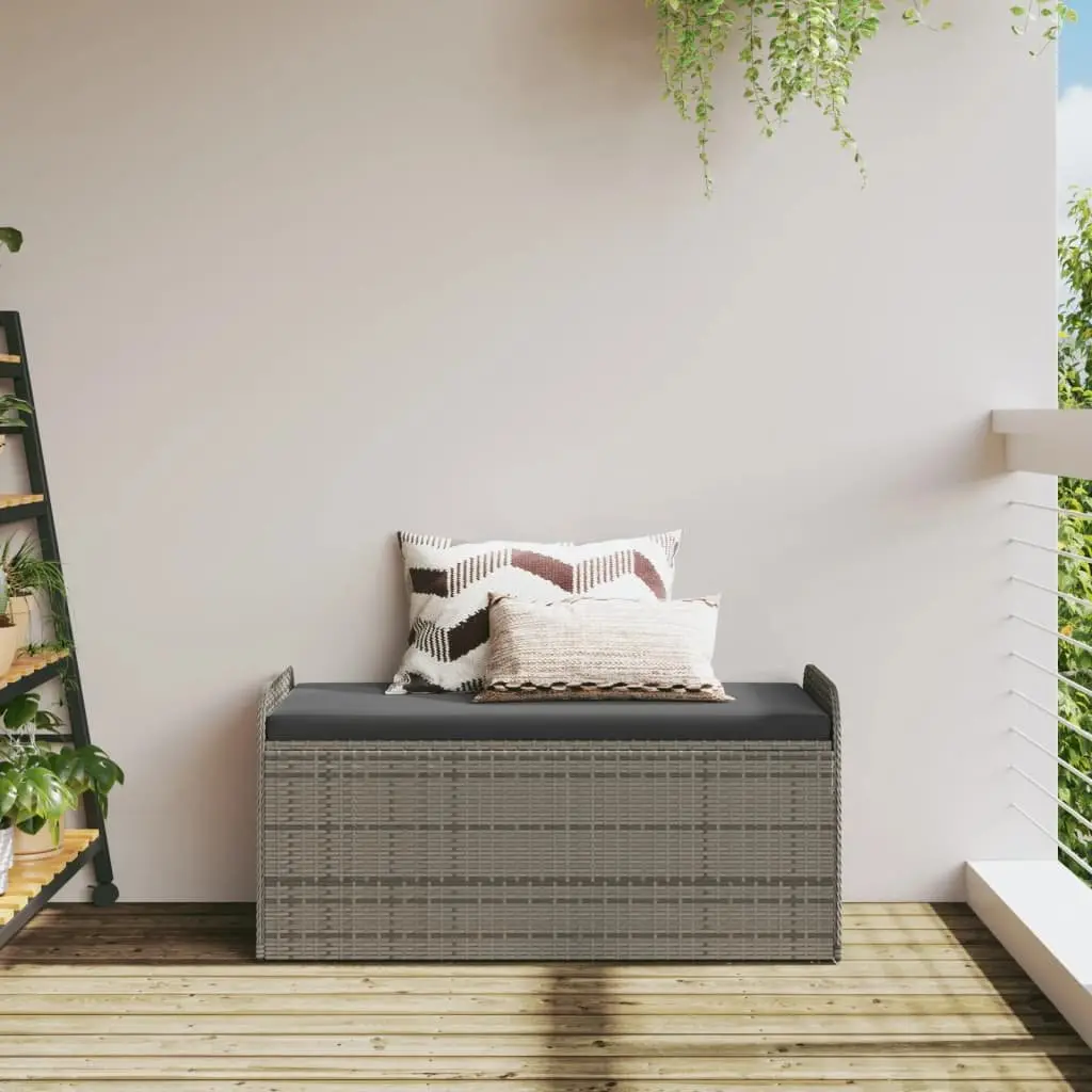 Outdoor Storage Bench with Cushion in Grey