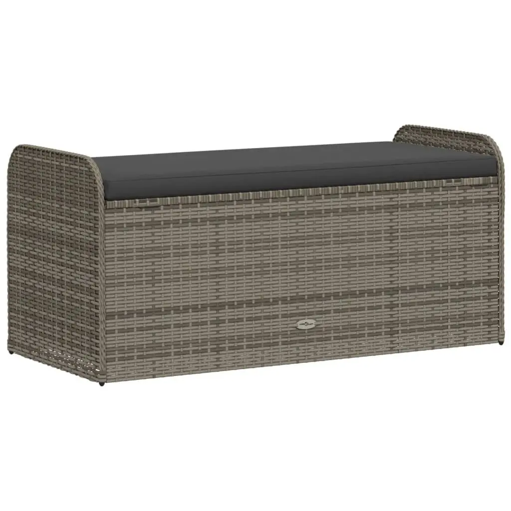 Outdoor Storage Bench with Cushion in Grey