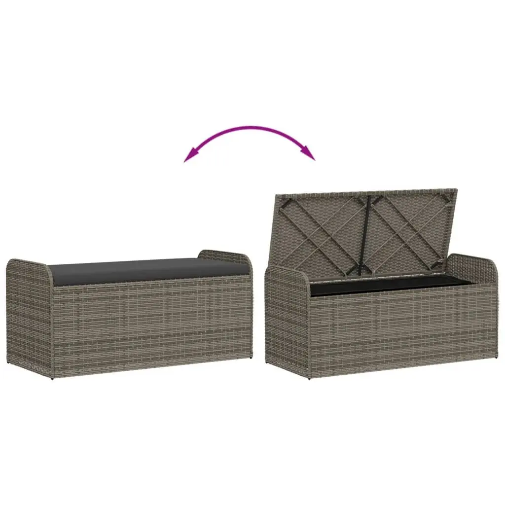 Outdoor Storage Bench with Cushion in Grey
