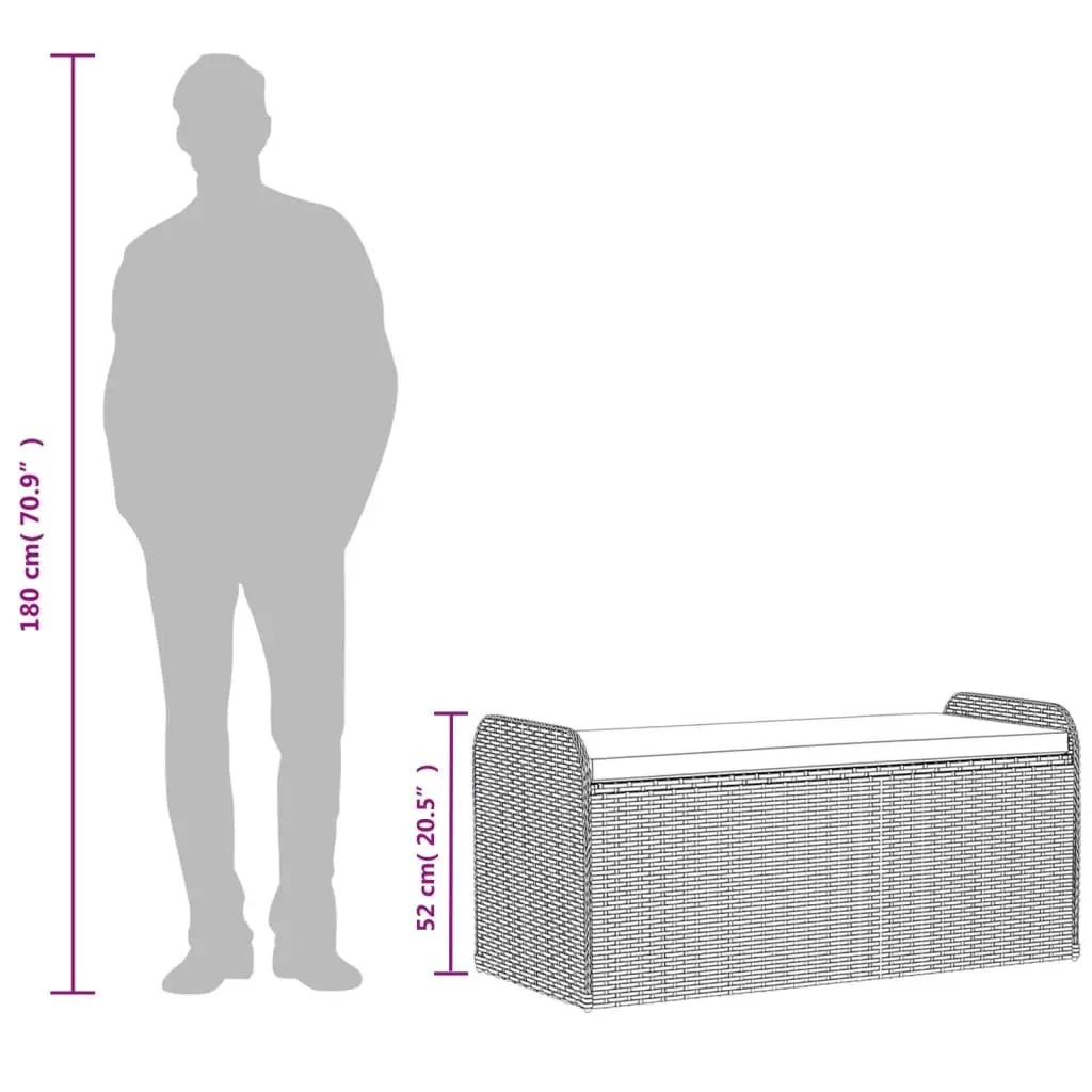 Outdoor Storage Bench with Cushion in Grey