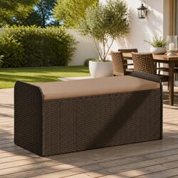 Durable Outdoor Storage Bench with Comfortable Cushion