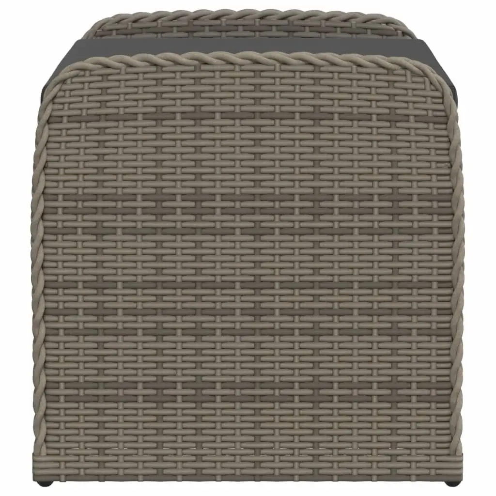 Grey Poly Rattan Outdoor Storage Bench with Cushion 80x51x52cm