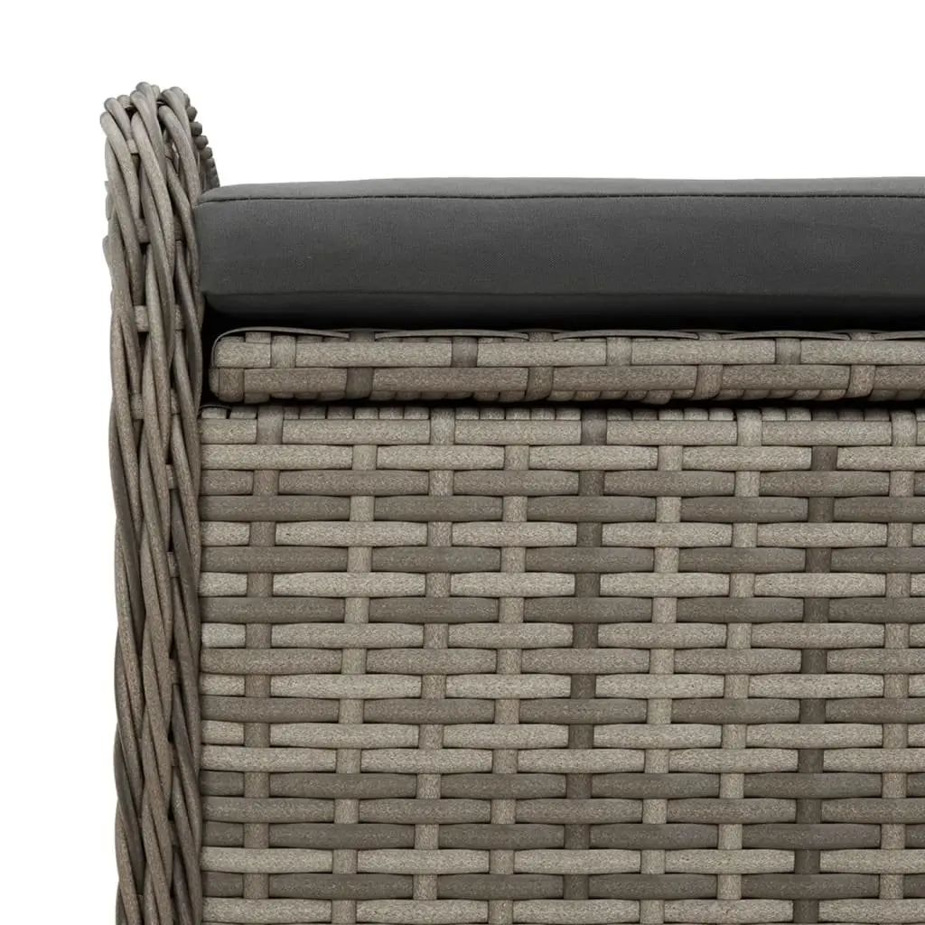 Grey Poly Rattan Outdoor Storage Bench with Cushion 80x51x52cm