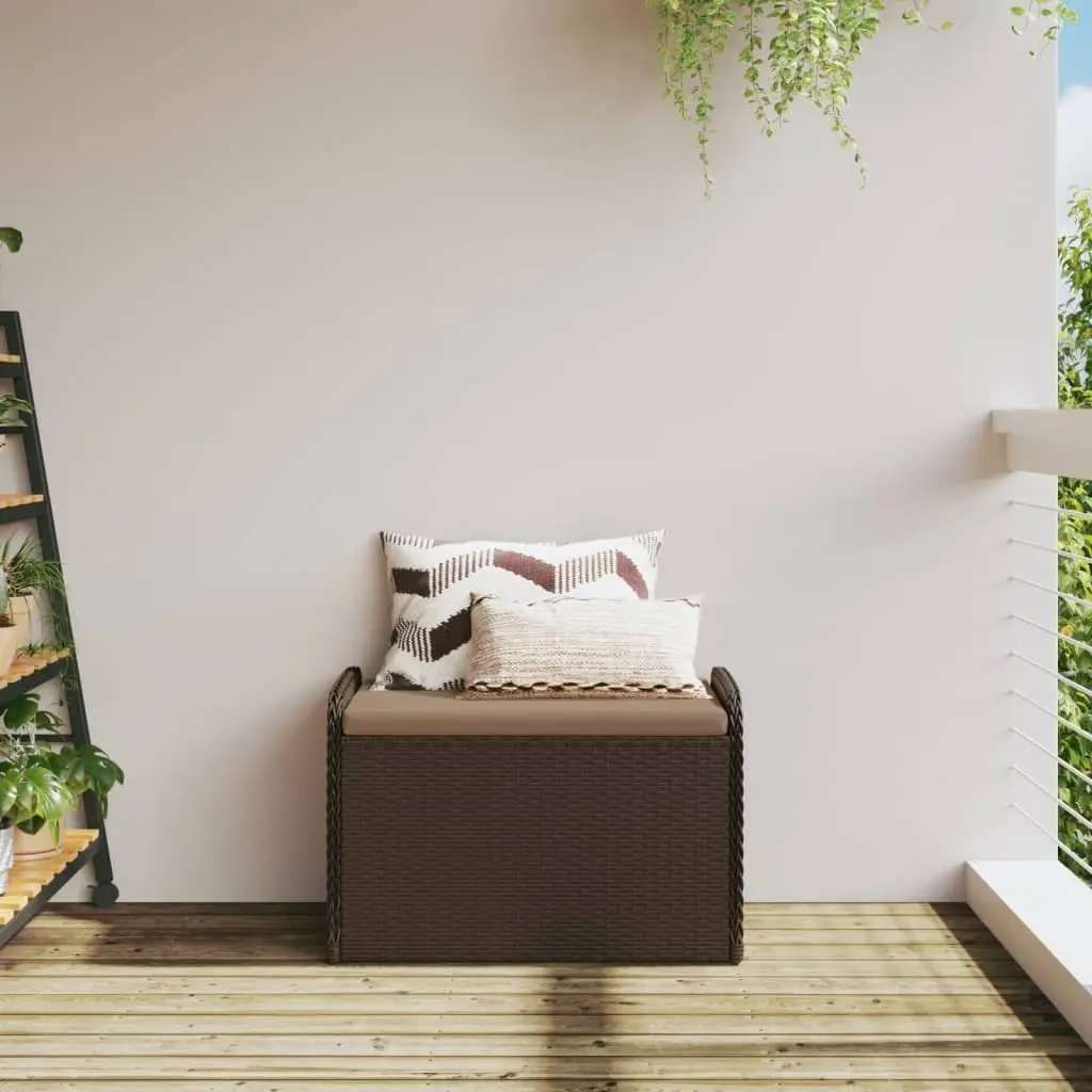 Outdoor Storage Bench with Cushion in Brown