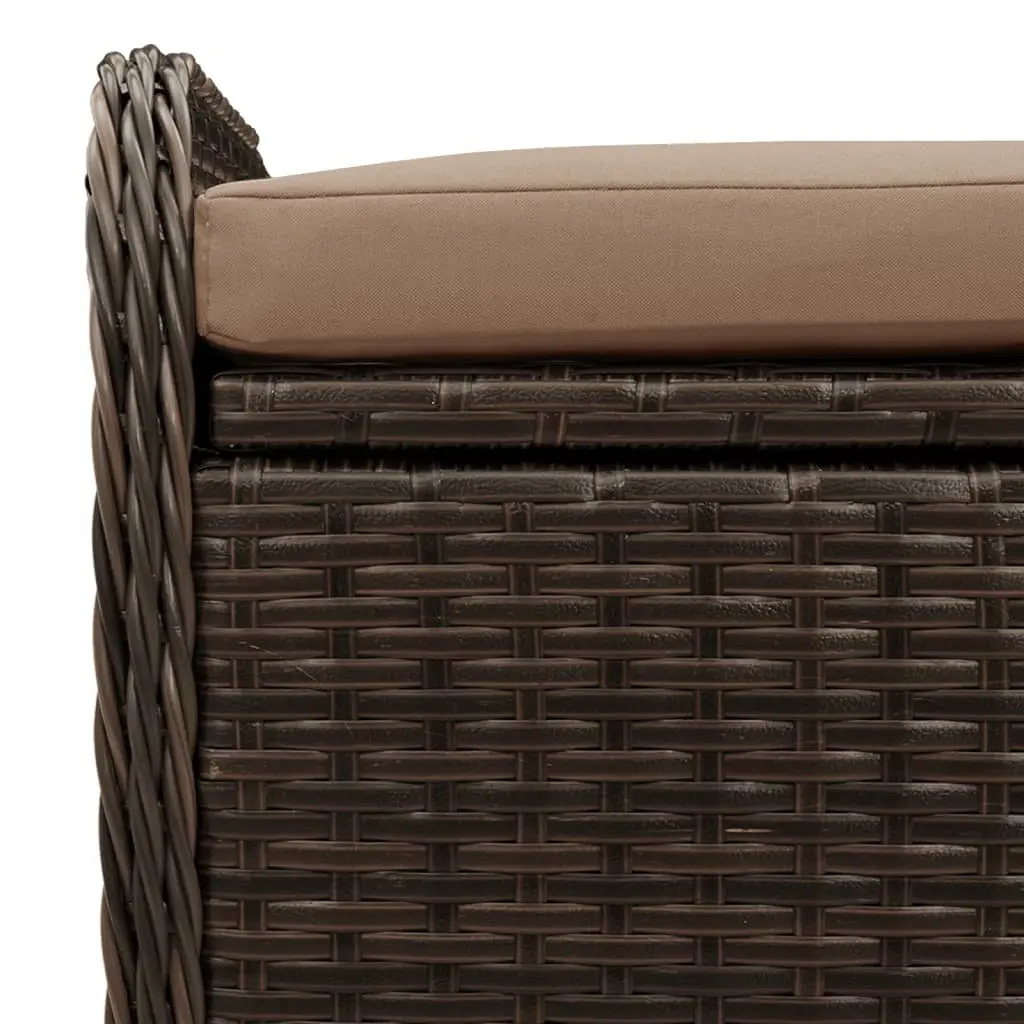 Outdoor Storage Bench with Cushion in Brown