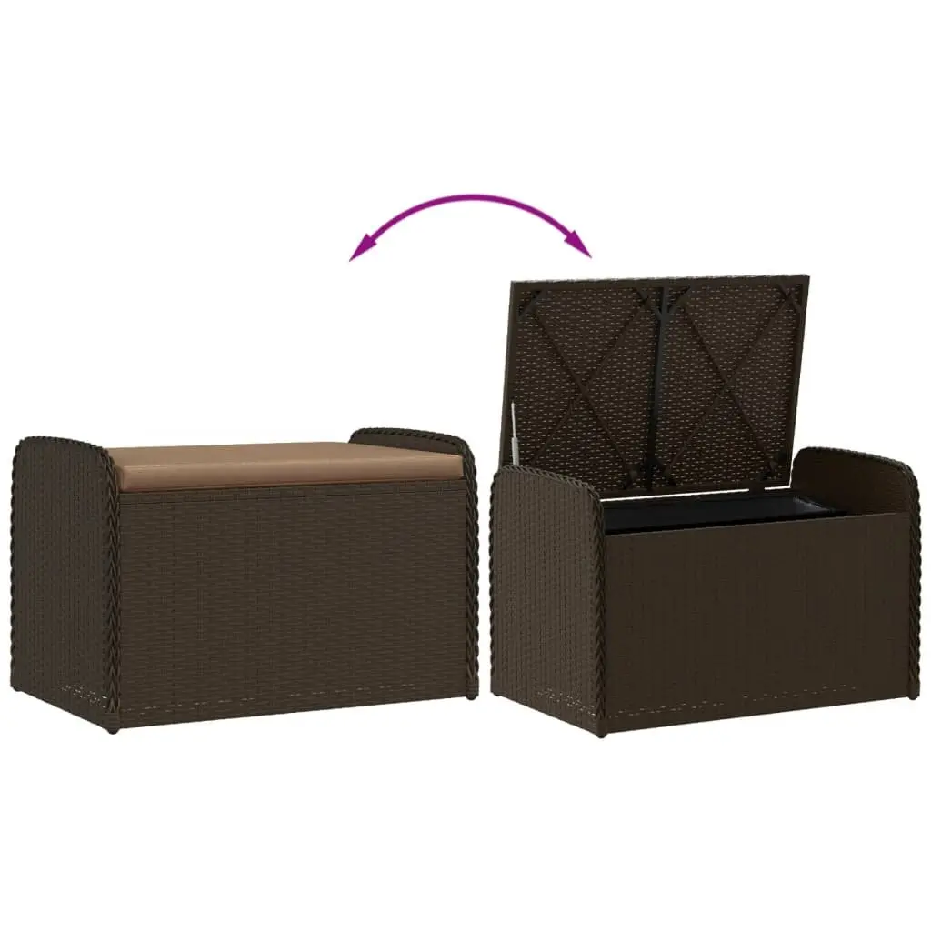 Outdoor Storage Bench with Cushion in Brown