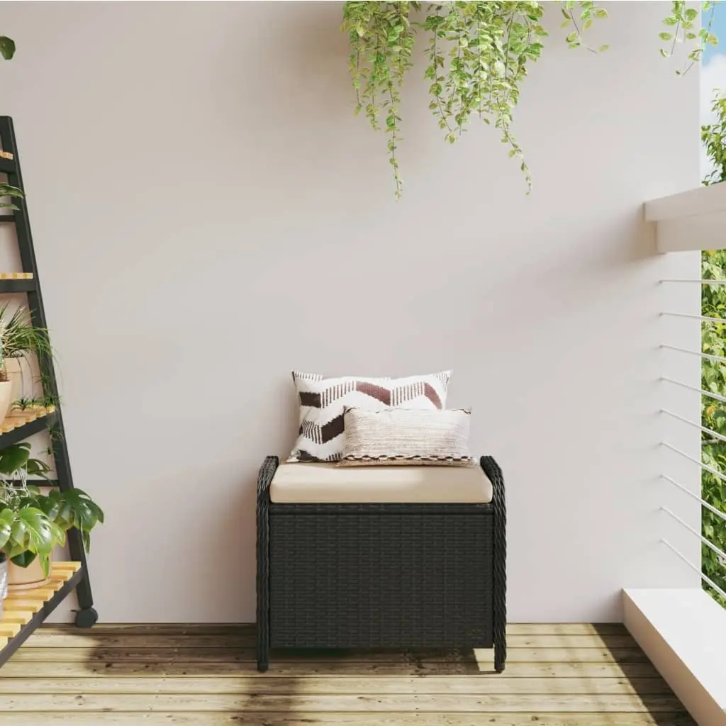 Black Garden Stool with Soft Cushion for Outdoors