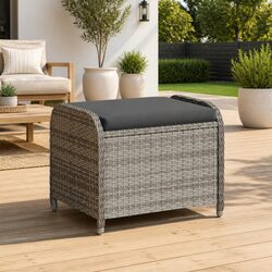 Durable Grey Garden Stool with Cushioned Seat
