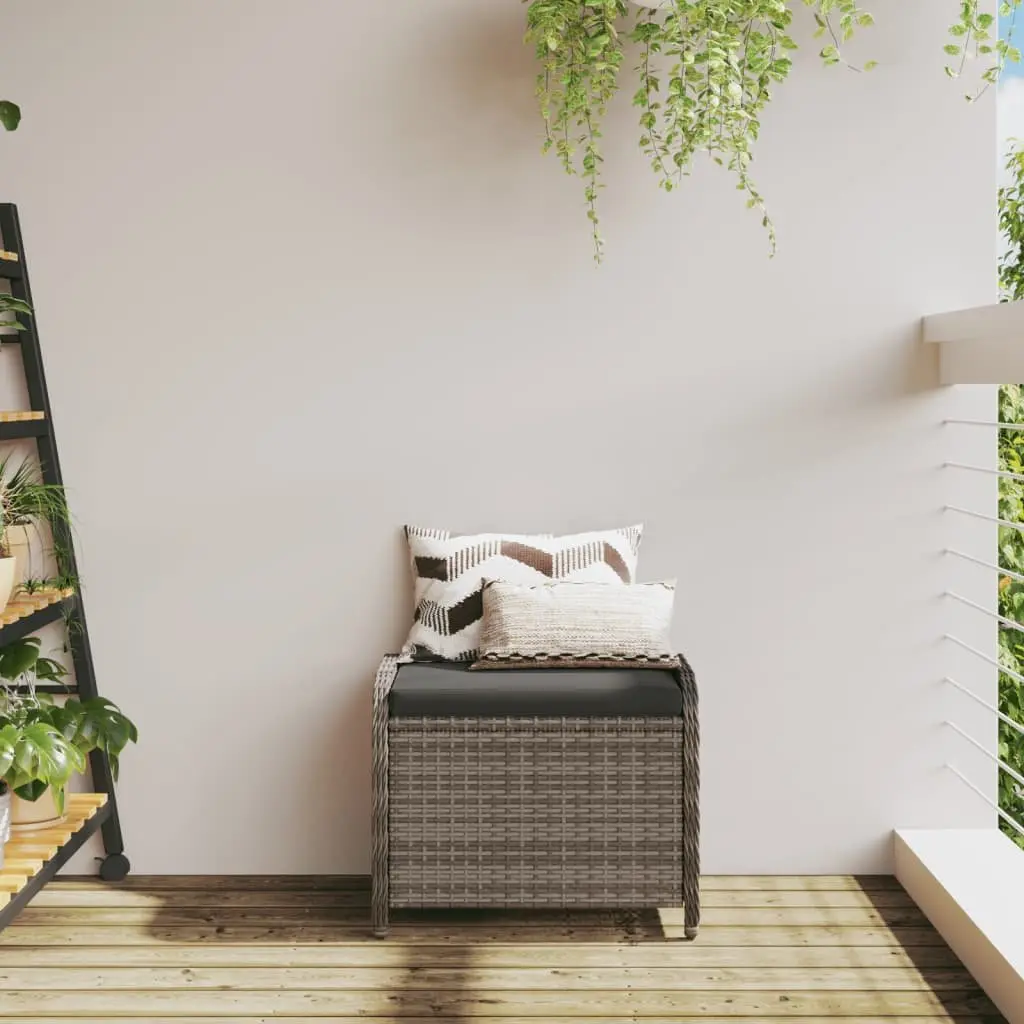 Grey Garden Stool with Cushioned Seat