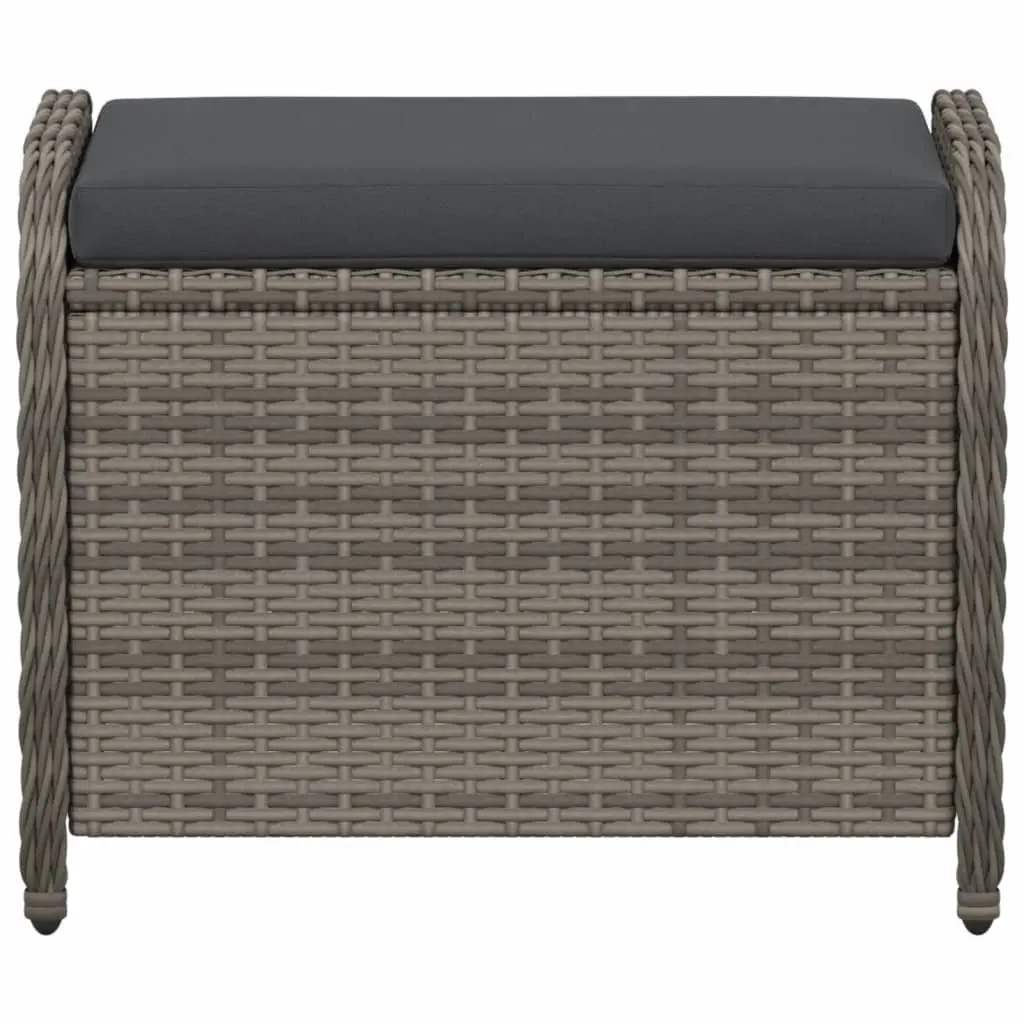 Grey Garden Stool with Cushioned Seat