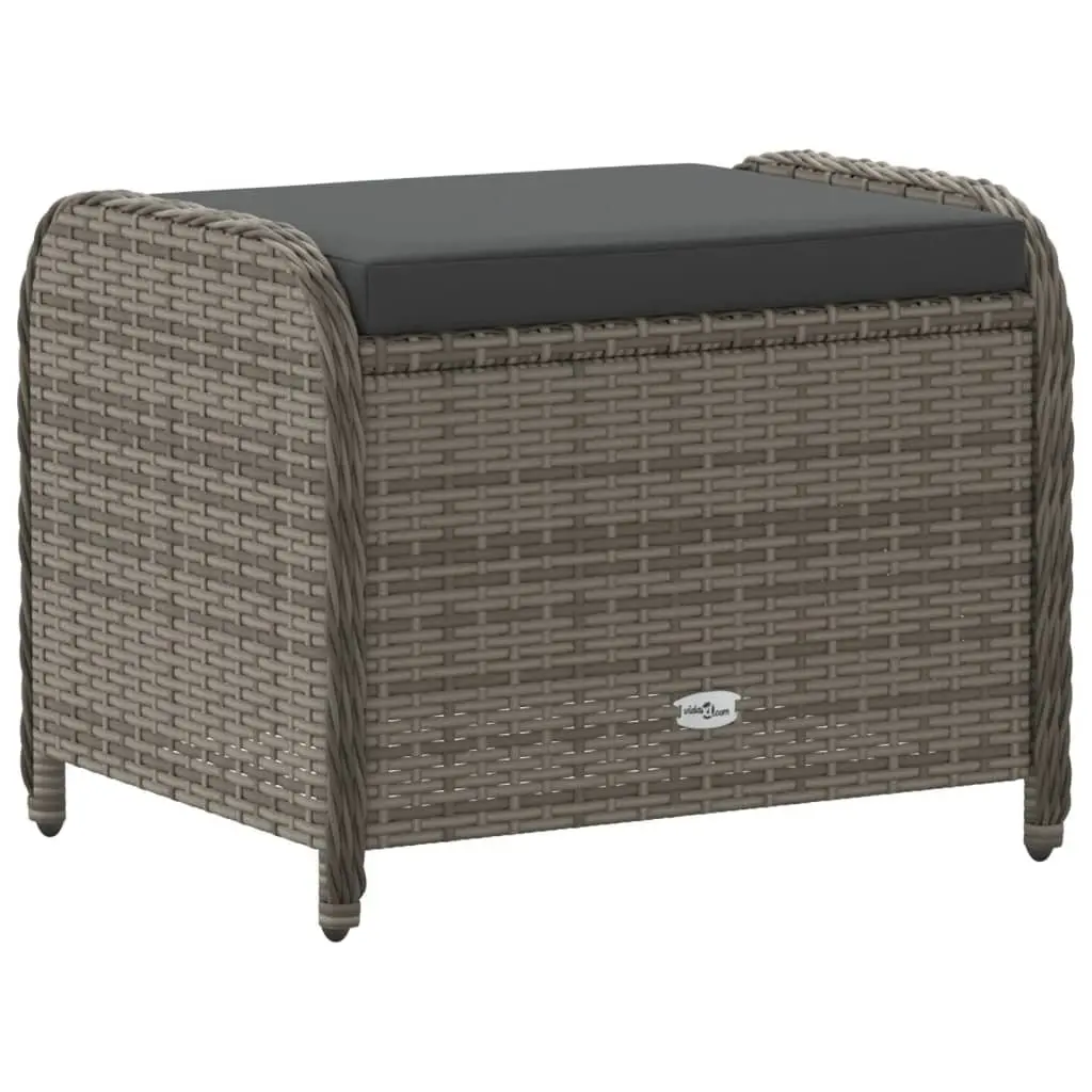 Grey Garden Stool with Cushioned Seat