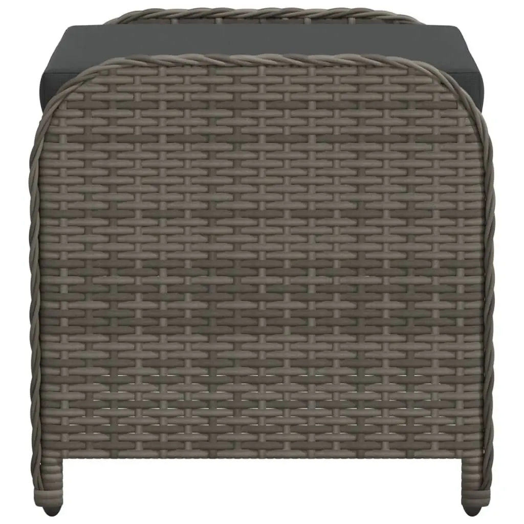 Grey Garden Stool with Cushioned Seat
