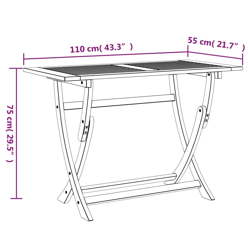 Folding Garden Table 110x55x75cm for Patio