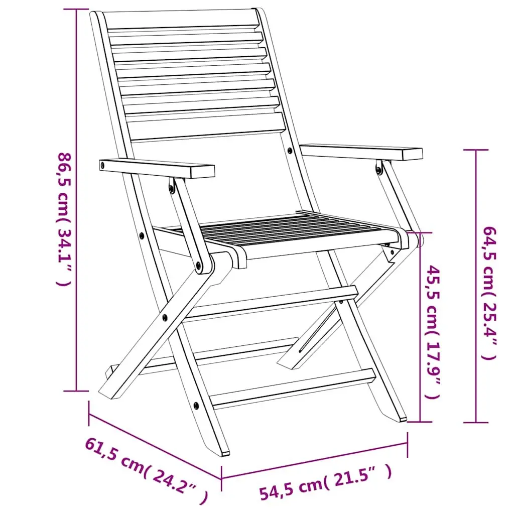 Set of 2 Solid Wood Folding Outdoor Chairs