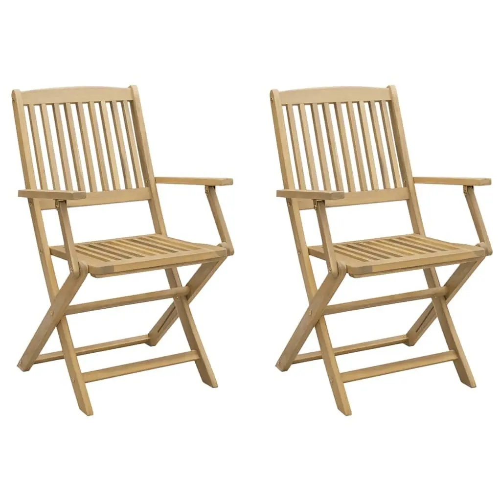Folding Garden Chairs 2 Pcs Solid Wood Seating
