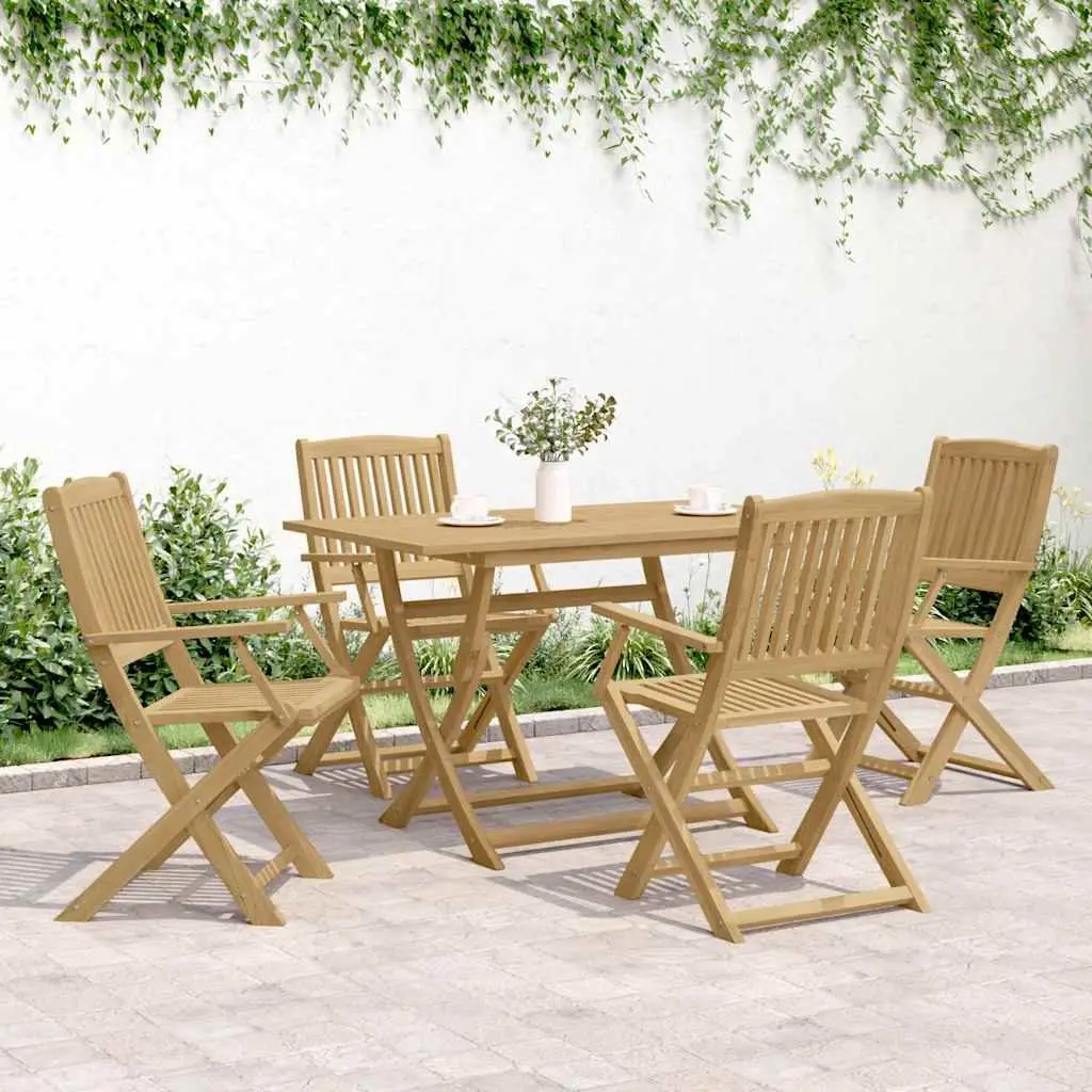 Folding Chairs Solid Acacia Wood 54 x 61 x 88 cm Brown 4 Piece Garden Patio Seating
